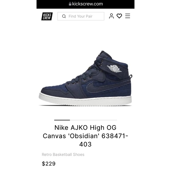 Nike Air Jordan 1 Retro AJKO Obsidian Blue Quilted Suede and Canvas - Picture 10 of 11